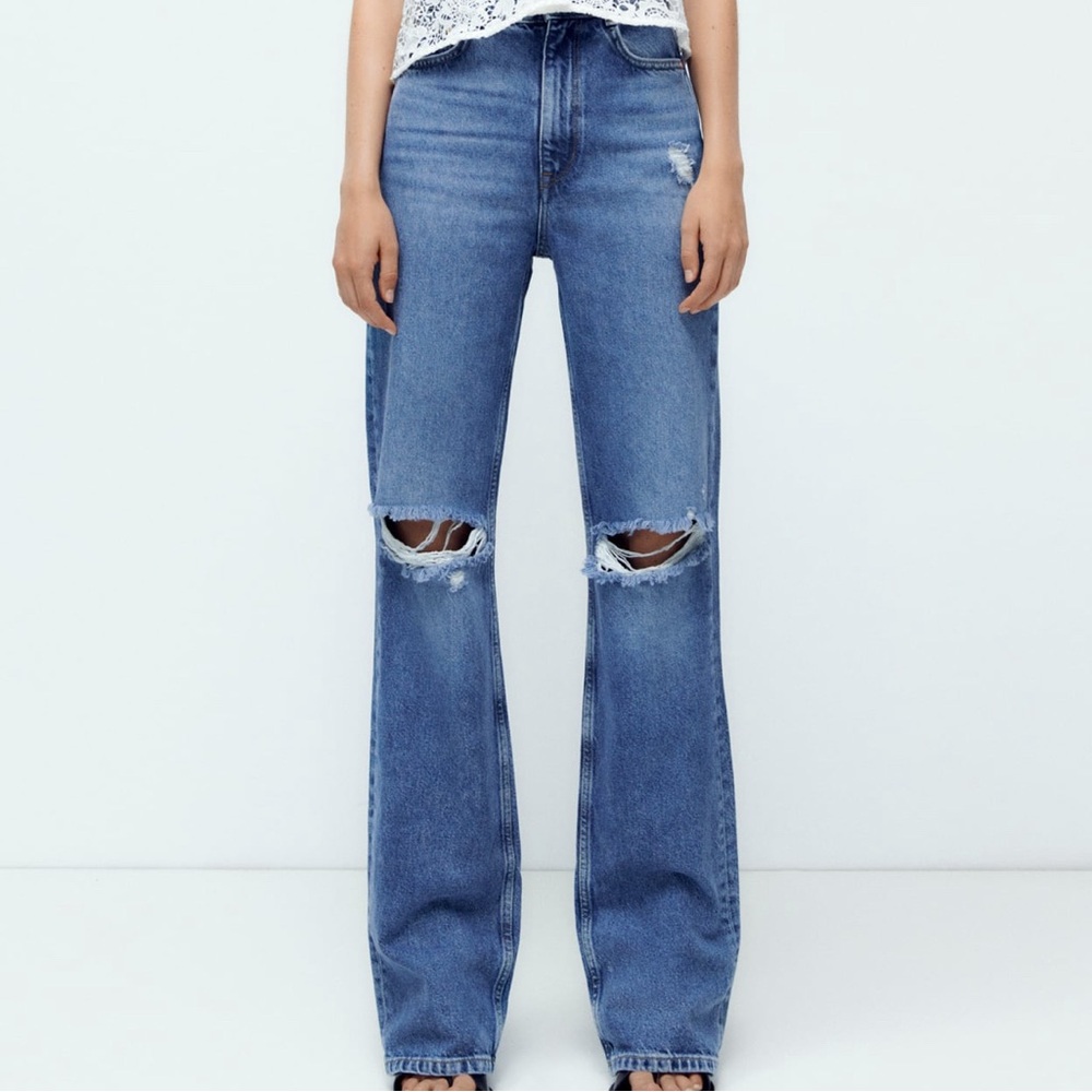 Zara Full Length Ripped Jeans